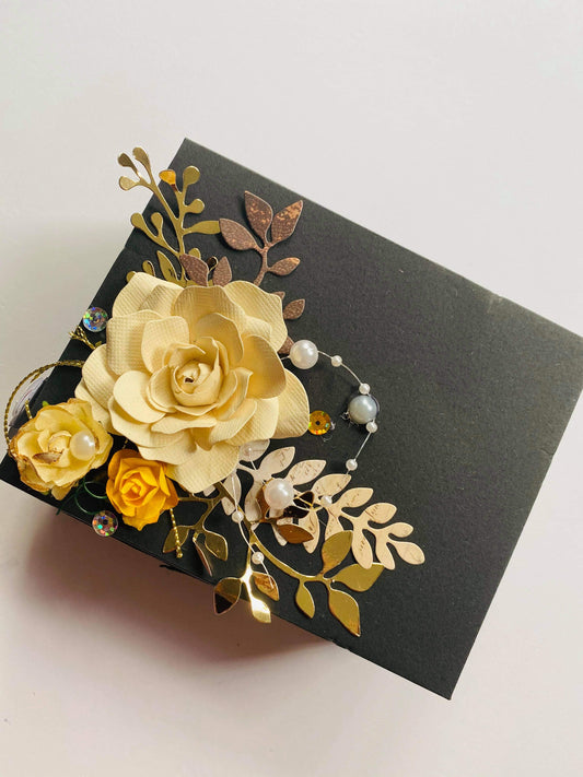 Elegant Black & Gold Floral Keepsake Gift Box