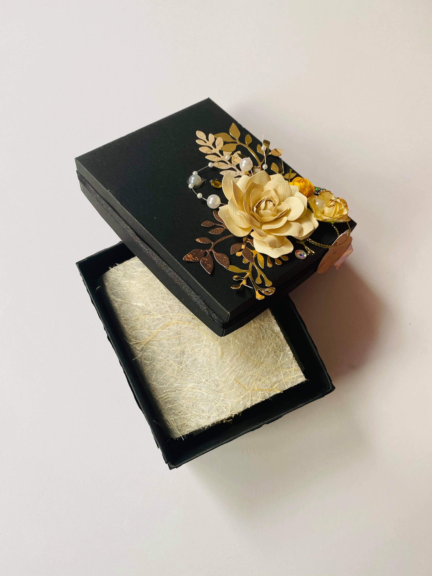 Elegant Black & Gold Floral Keepsake Gift Box