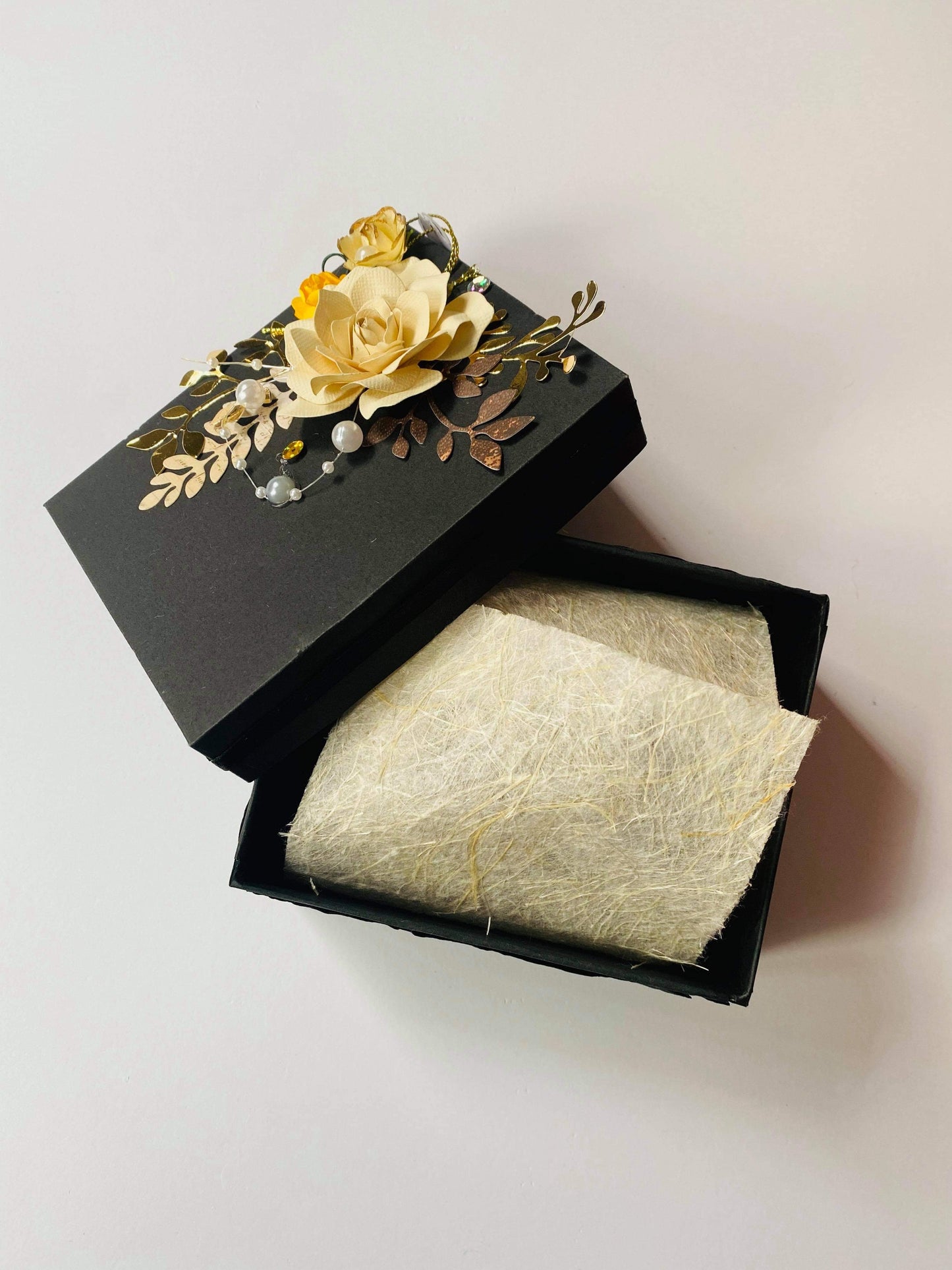 Elegant Black & Gold Floral Keepsake Gift Box