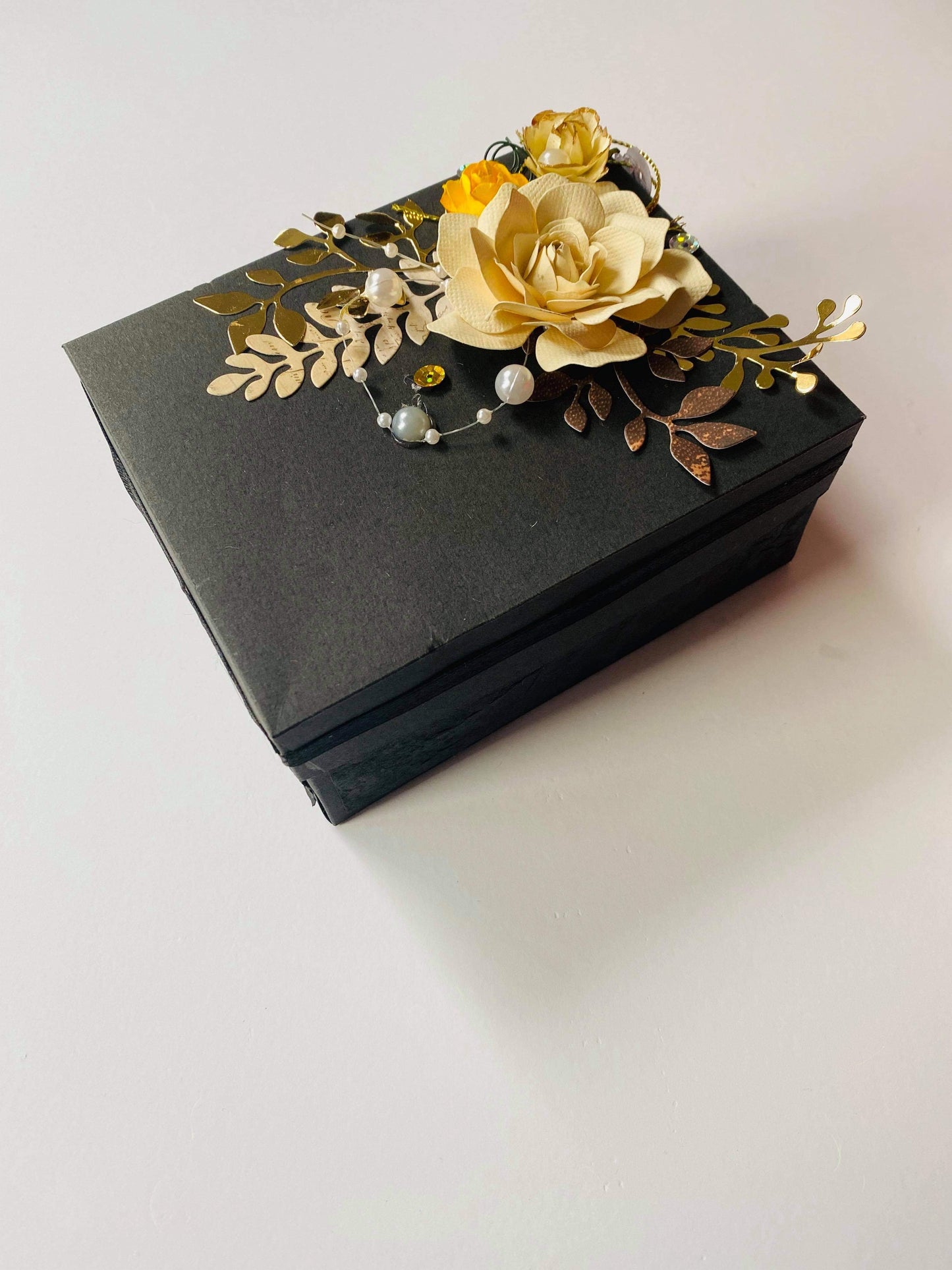 Elegant Black & Gold Floral Keepsake Gift Box