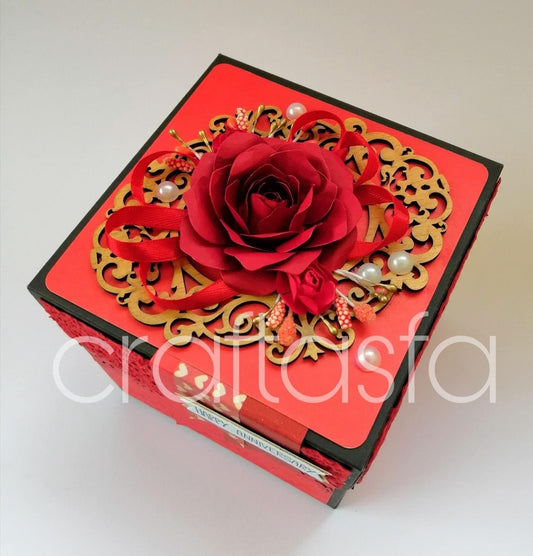 Handmade Anniversary Explosion Gift Box – Red Rose Edition