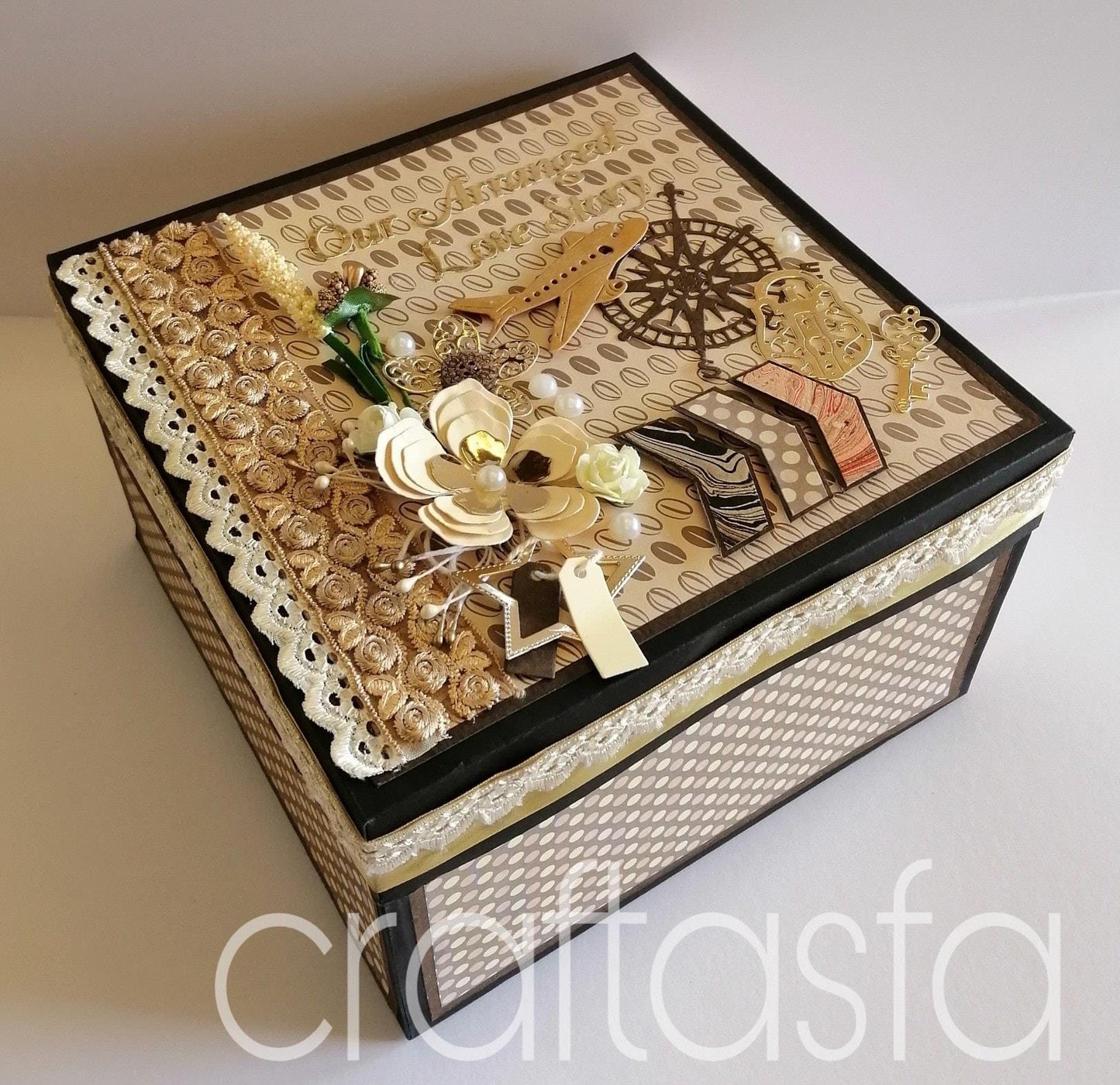 Vintage Travel-Inspired Memory Keepsake Box