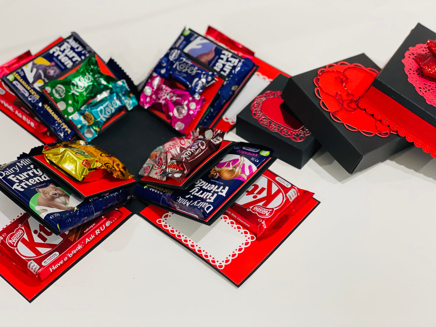 Deluxe Chocolate Explosion Gift Box – Red & Black Edition