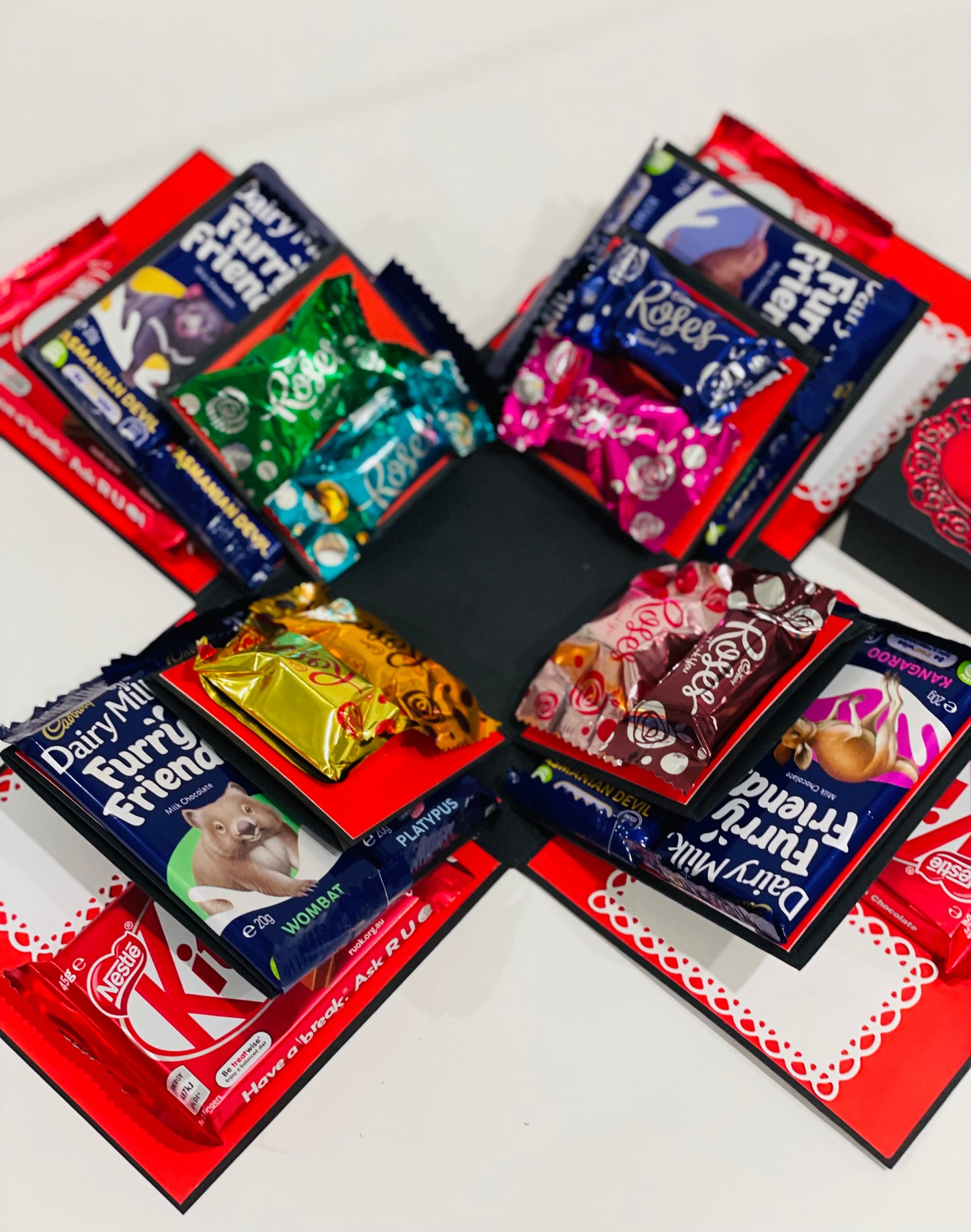 Deluxe Chocolate Explosion Gift Box – Red & Black Edition
