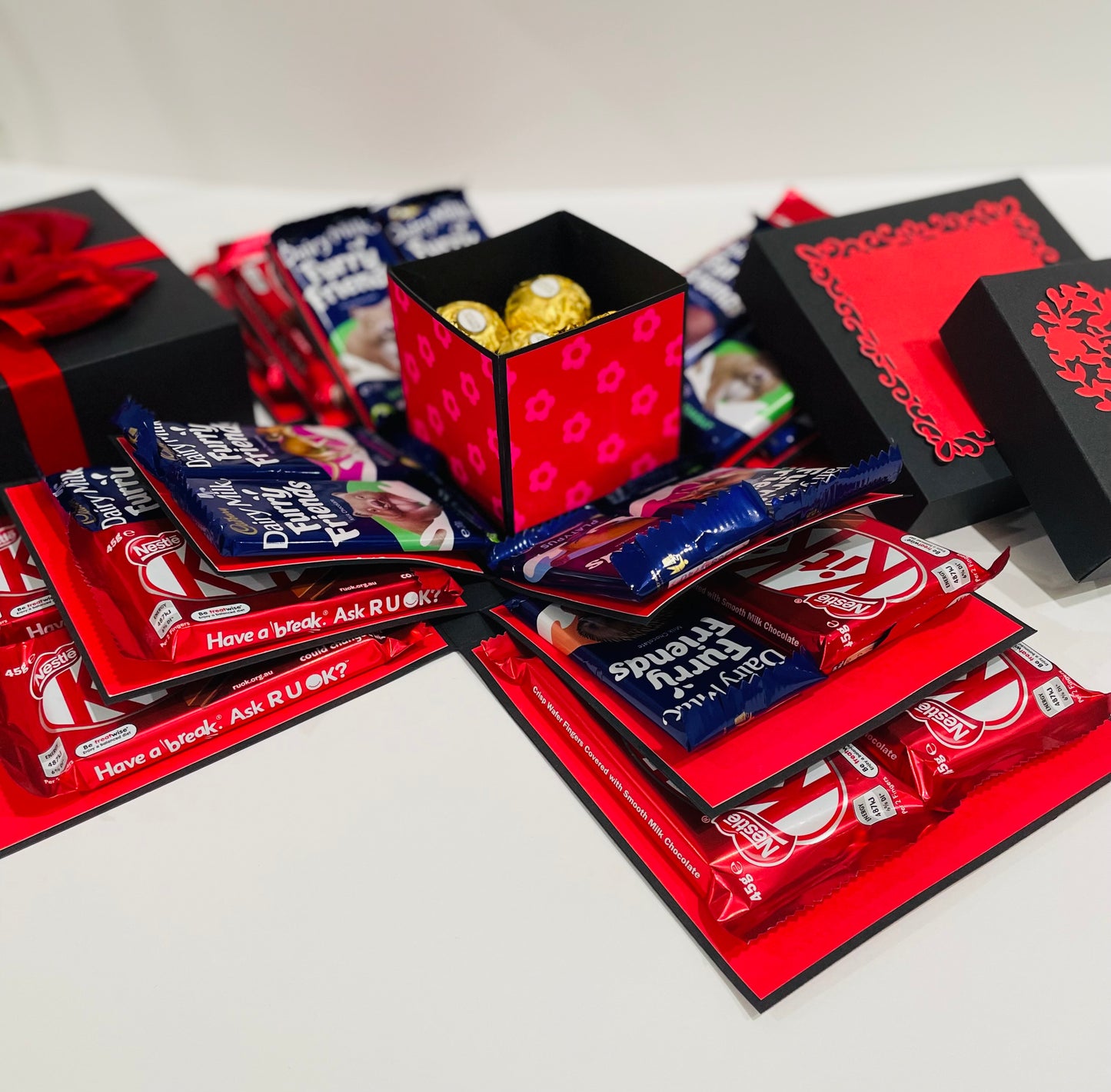 Deluxe Chocolate Explosion Gift Box – Red & Black Edition