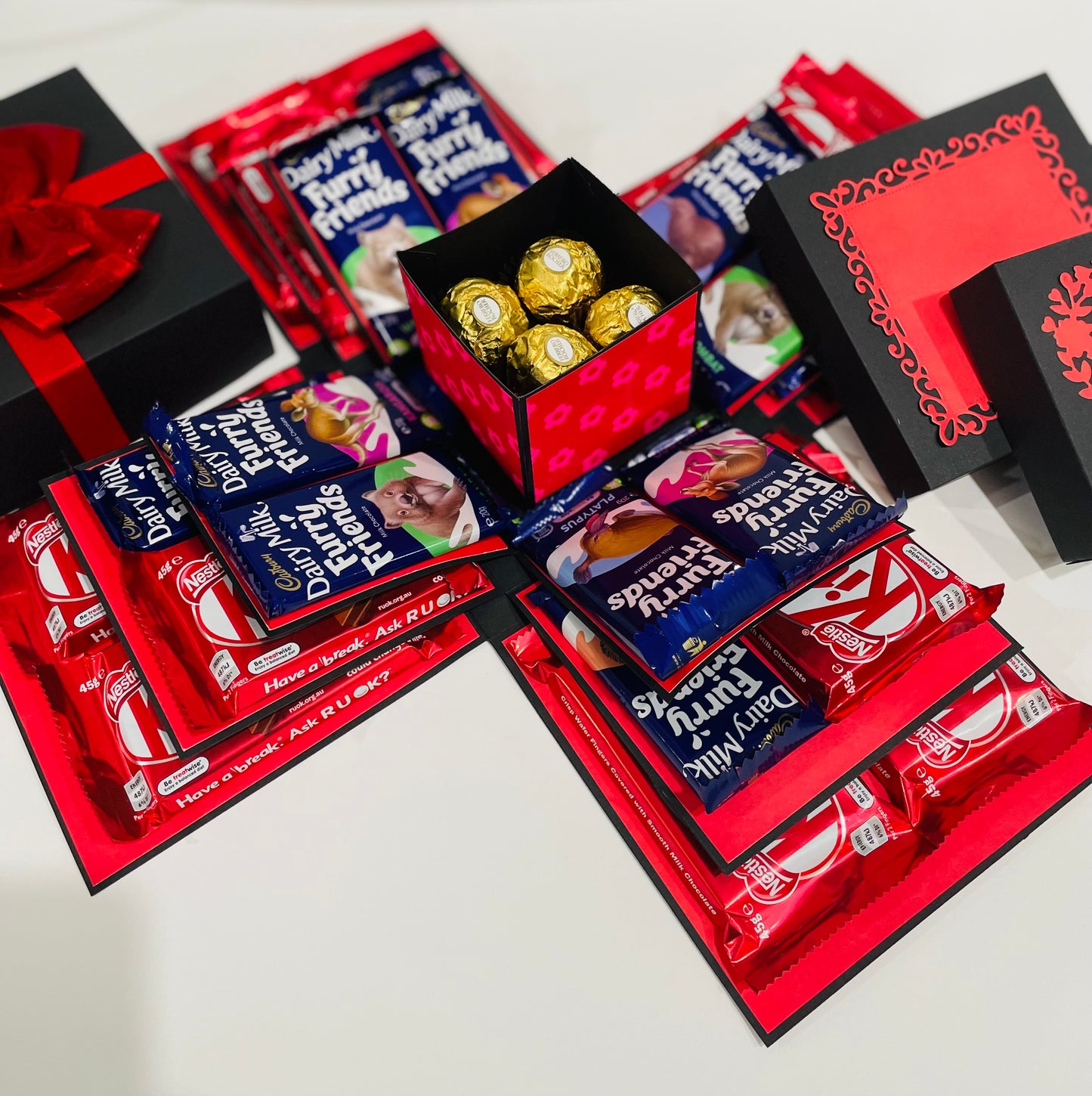 Deluxe Chocolate Explosion Gift Box – Red & Black Edition