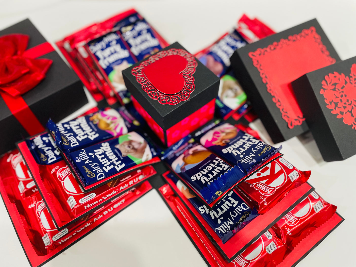 Deluxe Chocolate Explosion Gift Box – Red & Black Edition